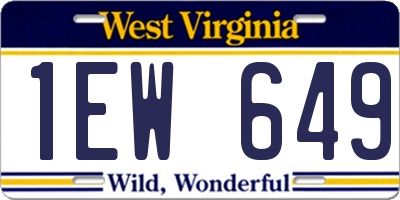 WV license plate 1EW649