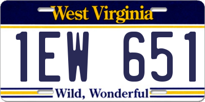 WV license plate 1EW651