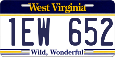 WV license plate 1EW652