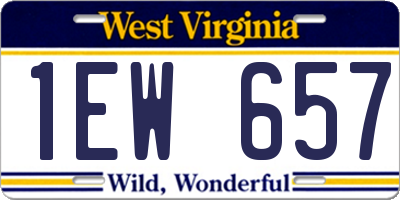 WV license plate 1EW657