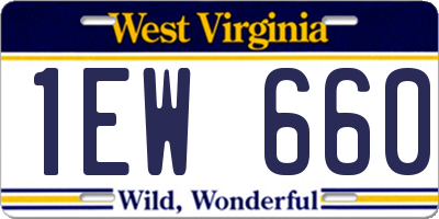 WV license plate 1EW660