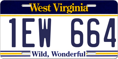 WV license plate 1EW664