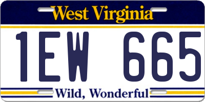 WV license plate 1EW665