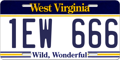 WV license plate 1EW666