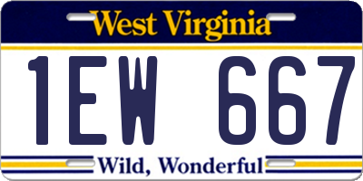 WV license plate 1EW667