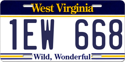 WV license plate 1EW668