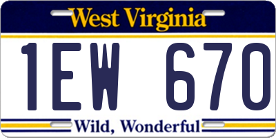 WV license plate 1EW670