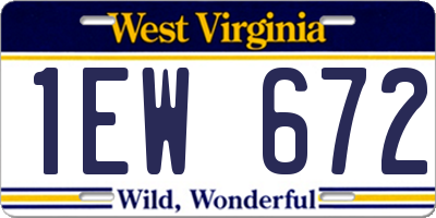 WV license plate 1EW672