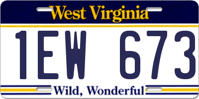 WV license plate 1EW673