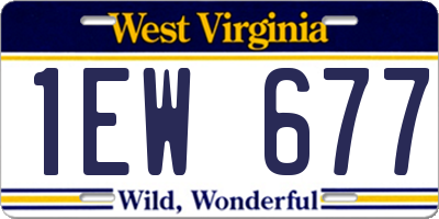WV license plate 1EW677