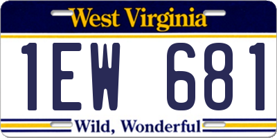WV license plate 1EW681