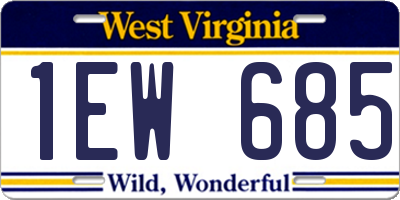 WV license plate 1EW685