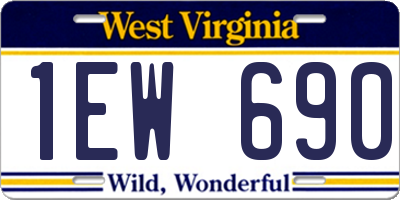 WV license plate 1EW690
