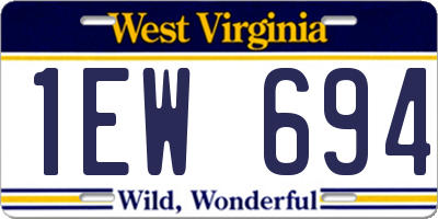 WV license plate 1EW694