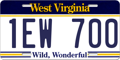 WV license plate 1EW700