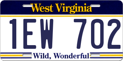WV license plate 1EW702