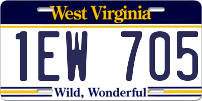 WV license plate 1EW705