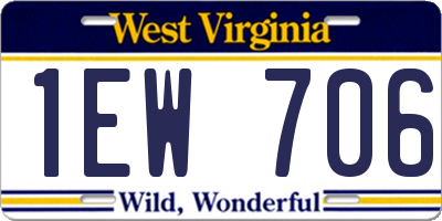 WV license plate 1EW706