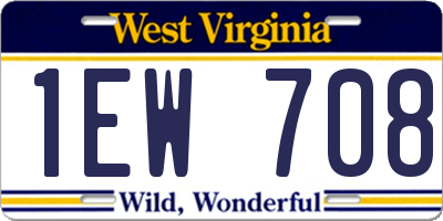 WV license plate 1EW708