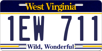 WV license plate 1EW711