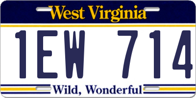 WV license plate 1EW714