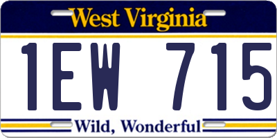 WV license plate 1EW715