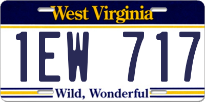 WV license plate 1EW717