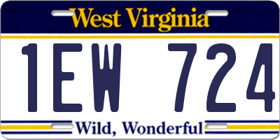 WV license plate 1EW724