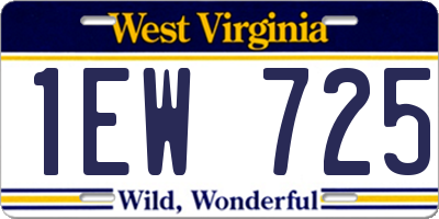 WV license plate 1EW725