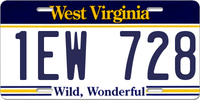 WV license plate 1EW728