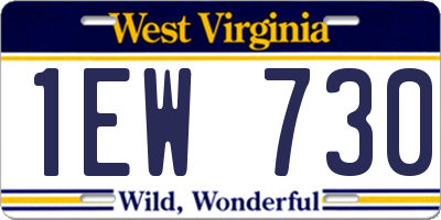 WV license plate 1EW730