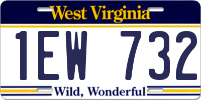 WV license plate 1EW732