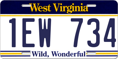 WV license plate 1EW734