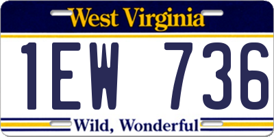 WV license plate 1EW736