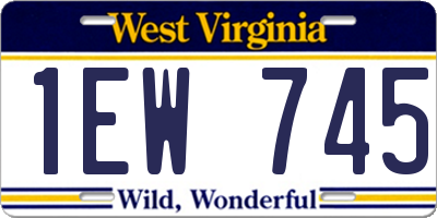 WV license plate 1EW745