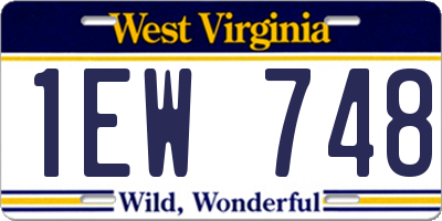 WV license plate 1EW748