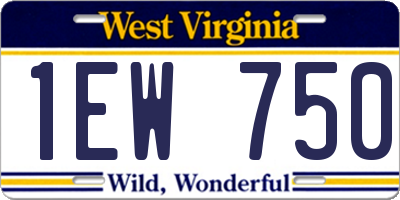 WV license plate 1EW750