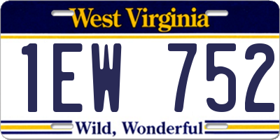 WV license plate 1EW752