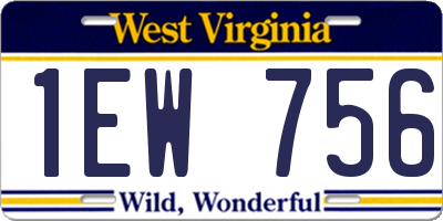 WV license plate 1EW756