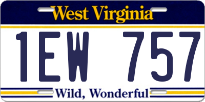 WV license plate 1EW757