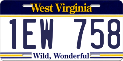 WV license plate 1EW758