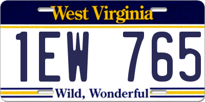 WV license plate 1EW765