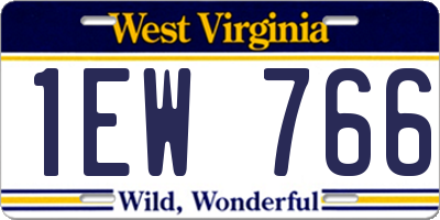 WV license plate 1EW766