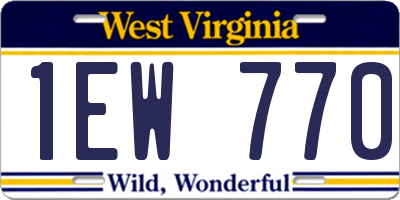 WV license plate 1EW770