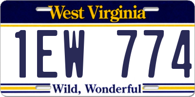 WV license plate 1EW774