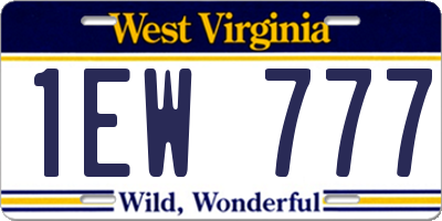 WV license plate 1EW777