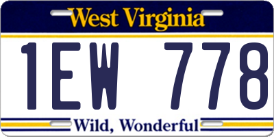 WV license plate 1EW778