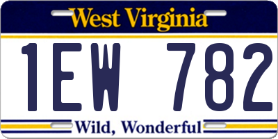 WV license plate 1EW782