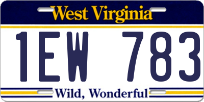 WV license plate 1EW783