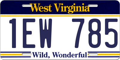 WV license plate 1EW785